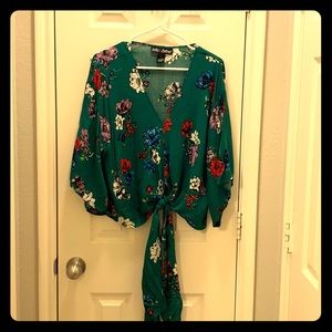 Dolman tie front Floral blouse
